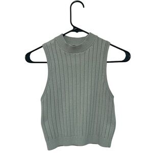Sleeveless Ribbed Knit Top in Tan
